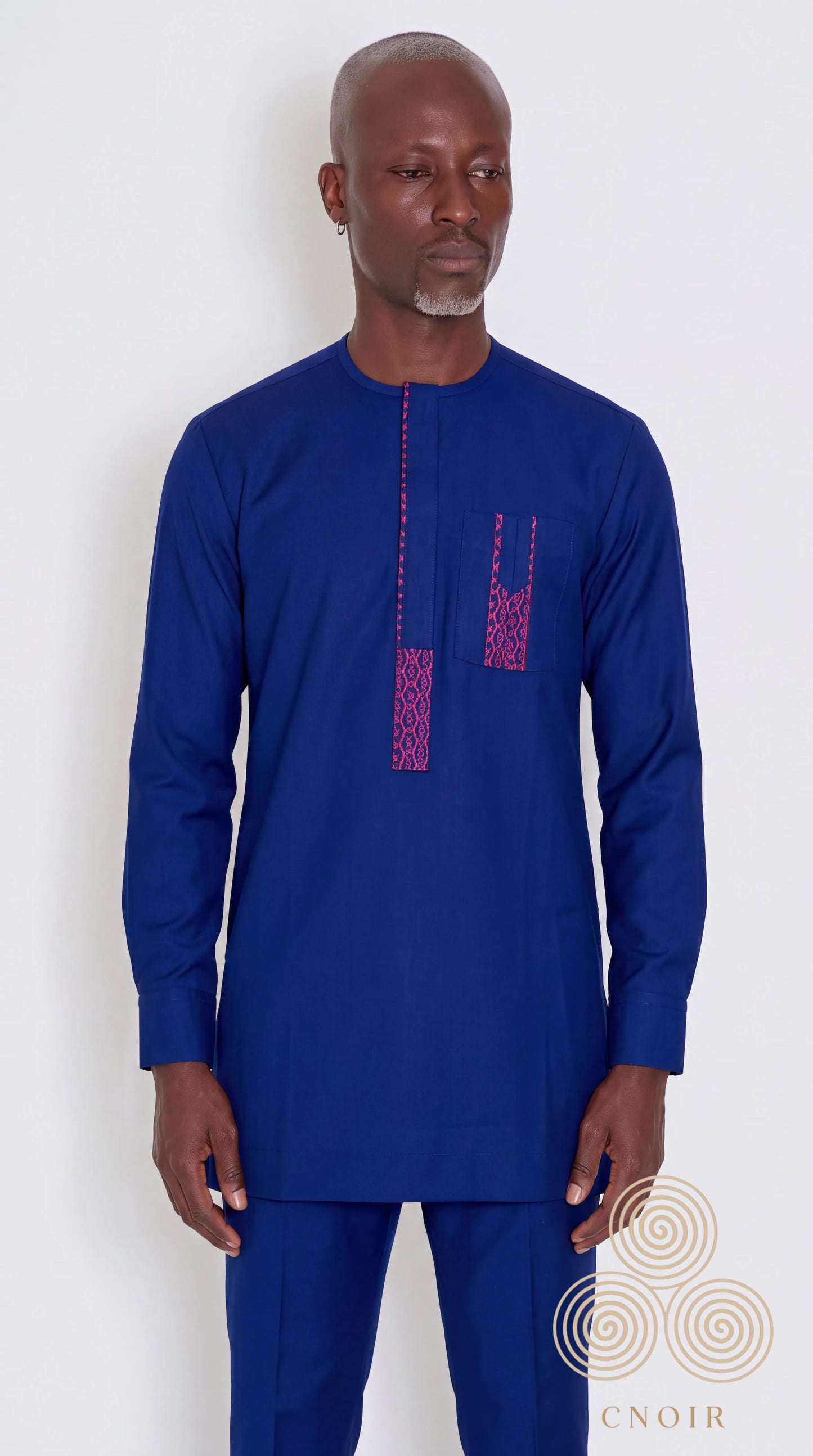 Royal Blue Fuchsia-Trim Kaftan
