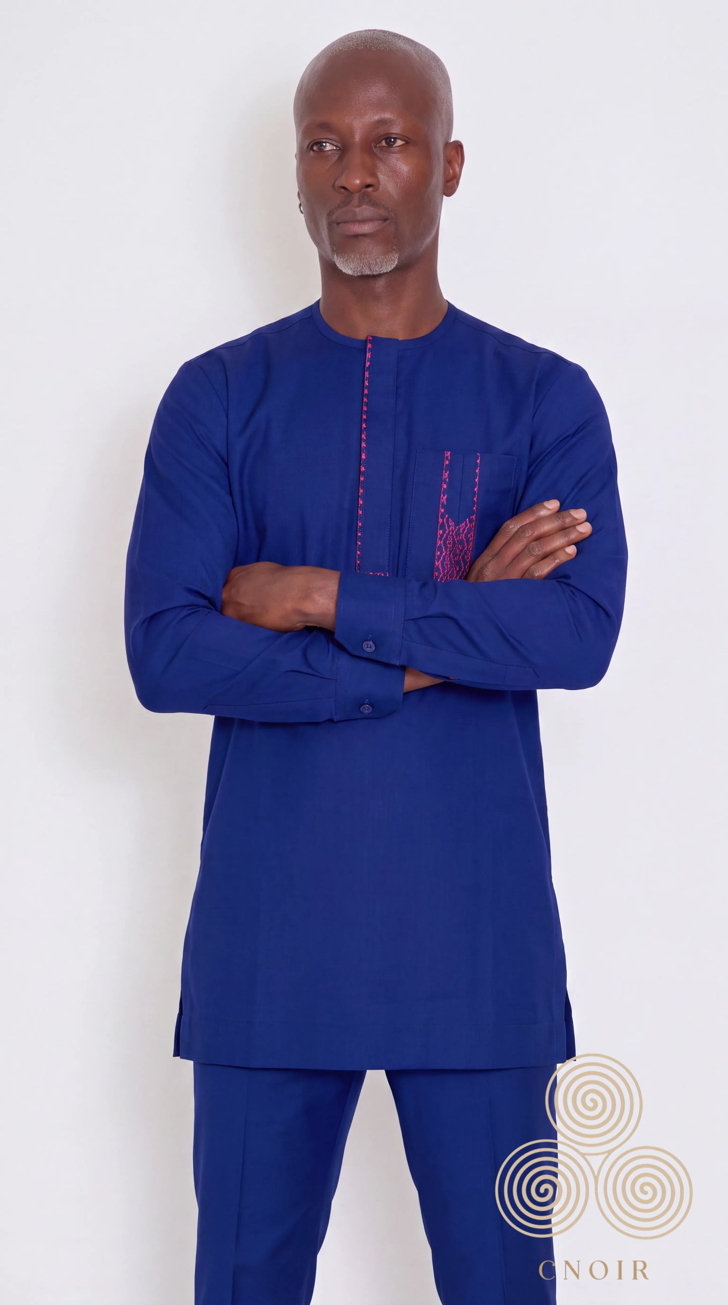 Royal Blue Fuchsia-Trim Kaftan
