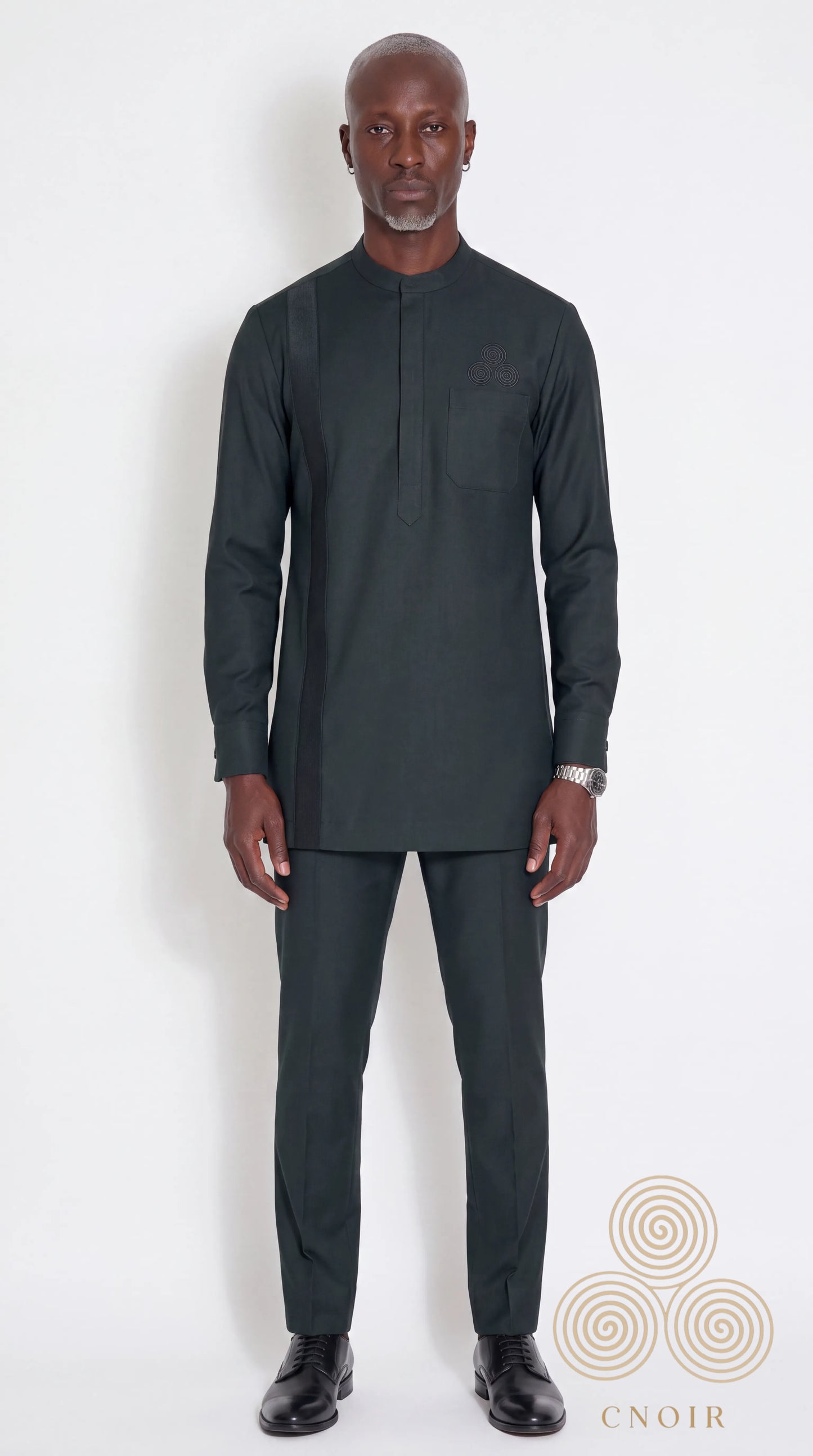 Charcoal Tonal-Panel Signature Kaftan