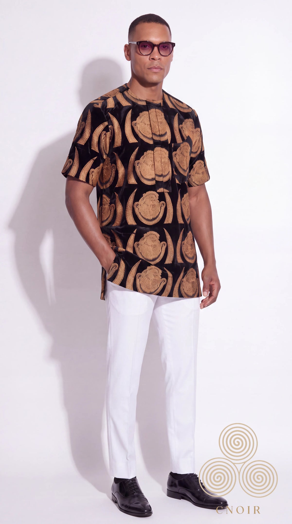Velvet Isi Agu Shirt — Lion Head Print