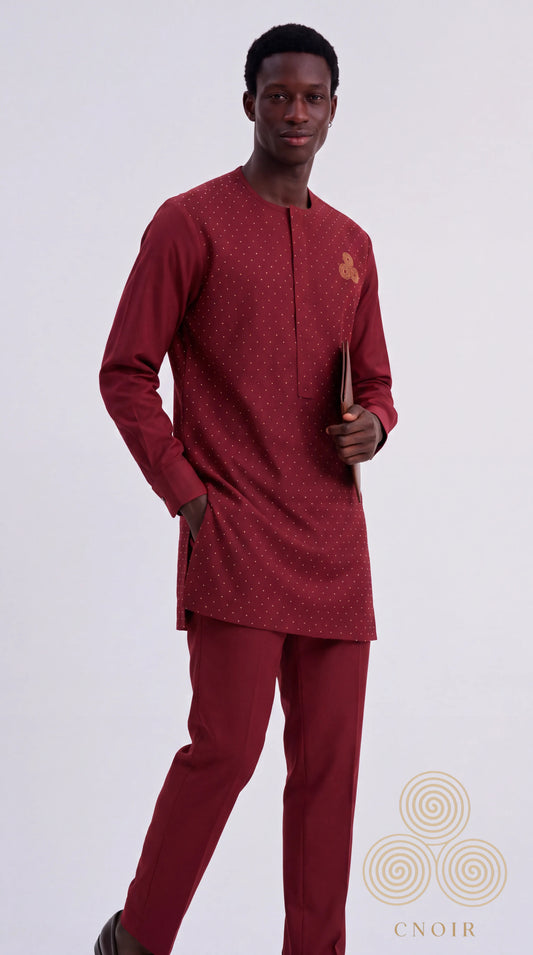 Burgundy Rhinestone Signature Kaftan