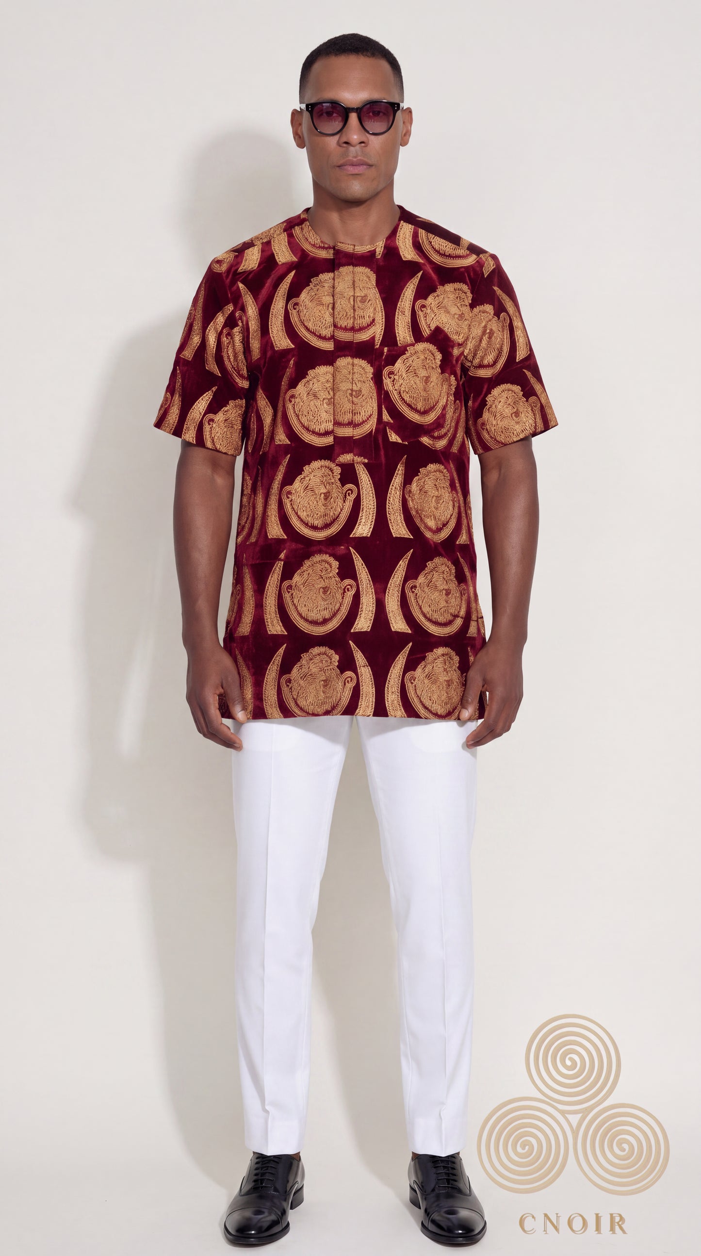 Velvet Isi Agu Shirt — Lion Head Print