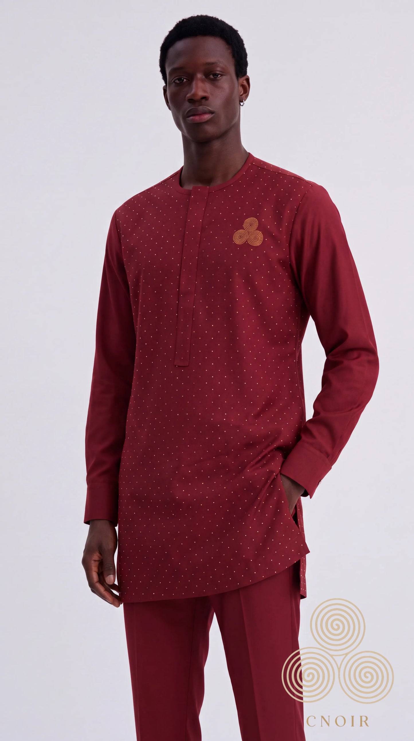 Burgundy Rhinestone Signature Kaftan