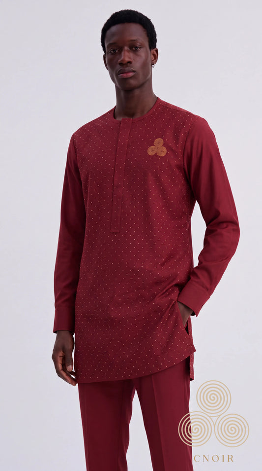 Burgundy Rhinestone Signature Kaftan