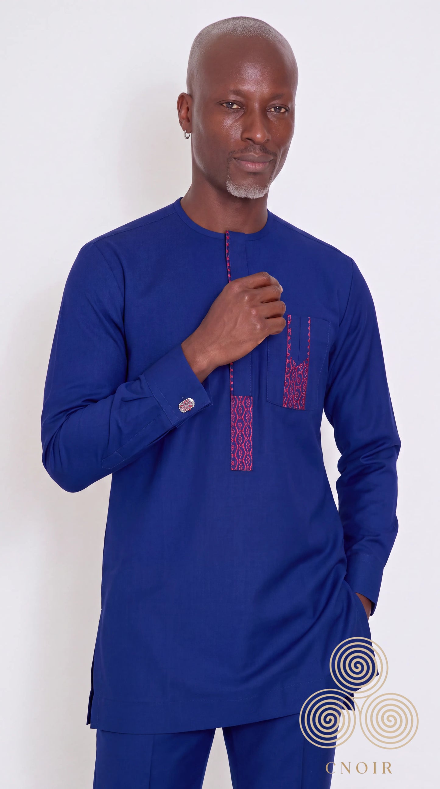 Royal Blue Fuchsia-Trim Kaftan