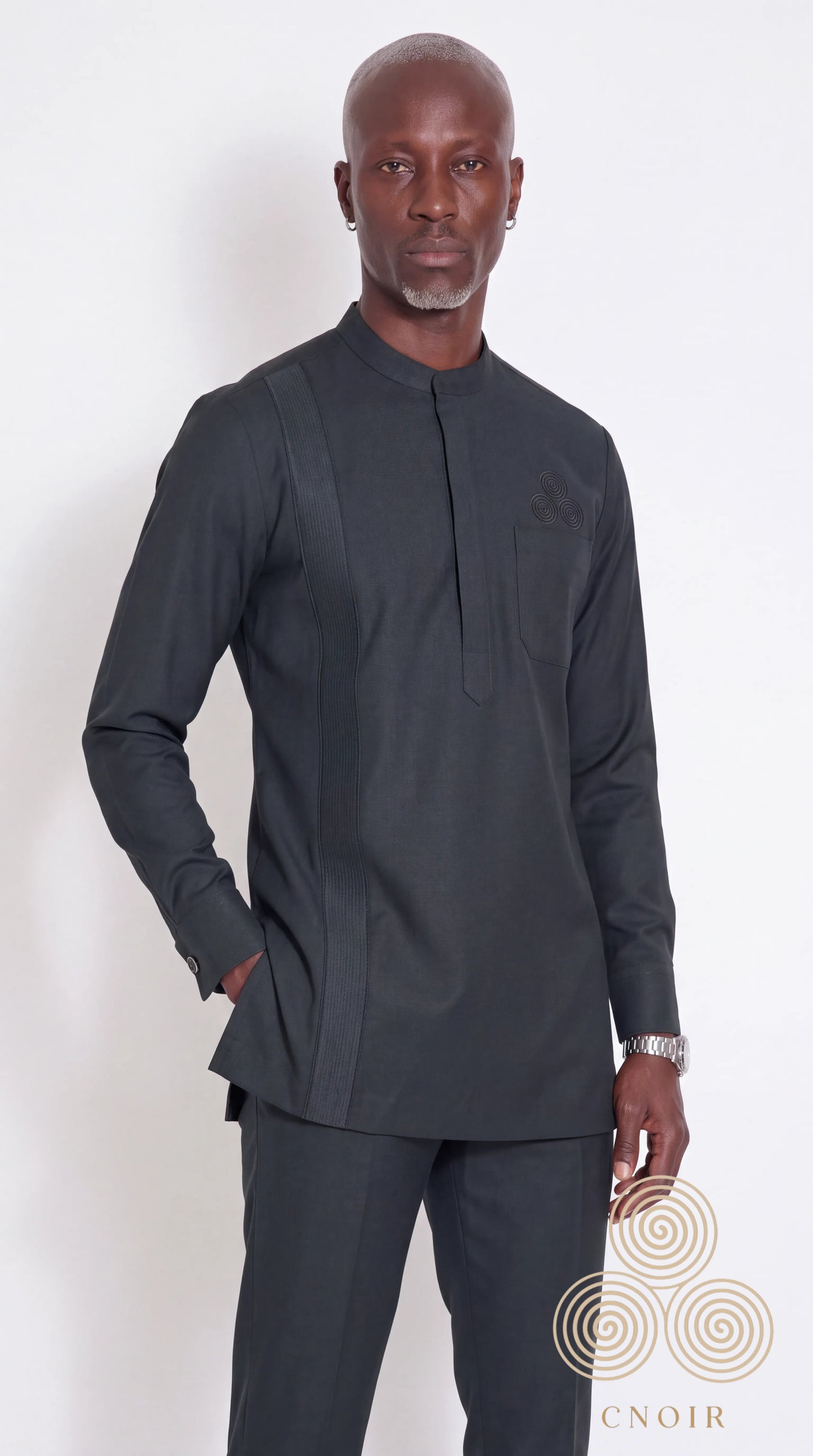 Charcoal Tonal-Panel Signature Kaftan