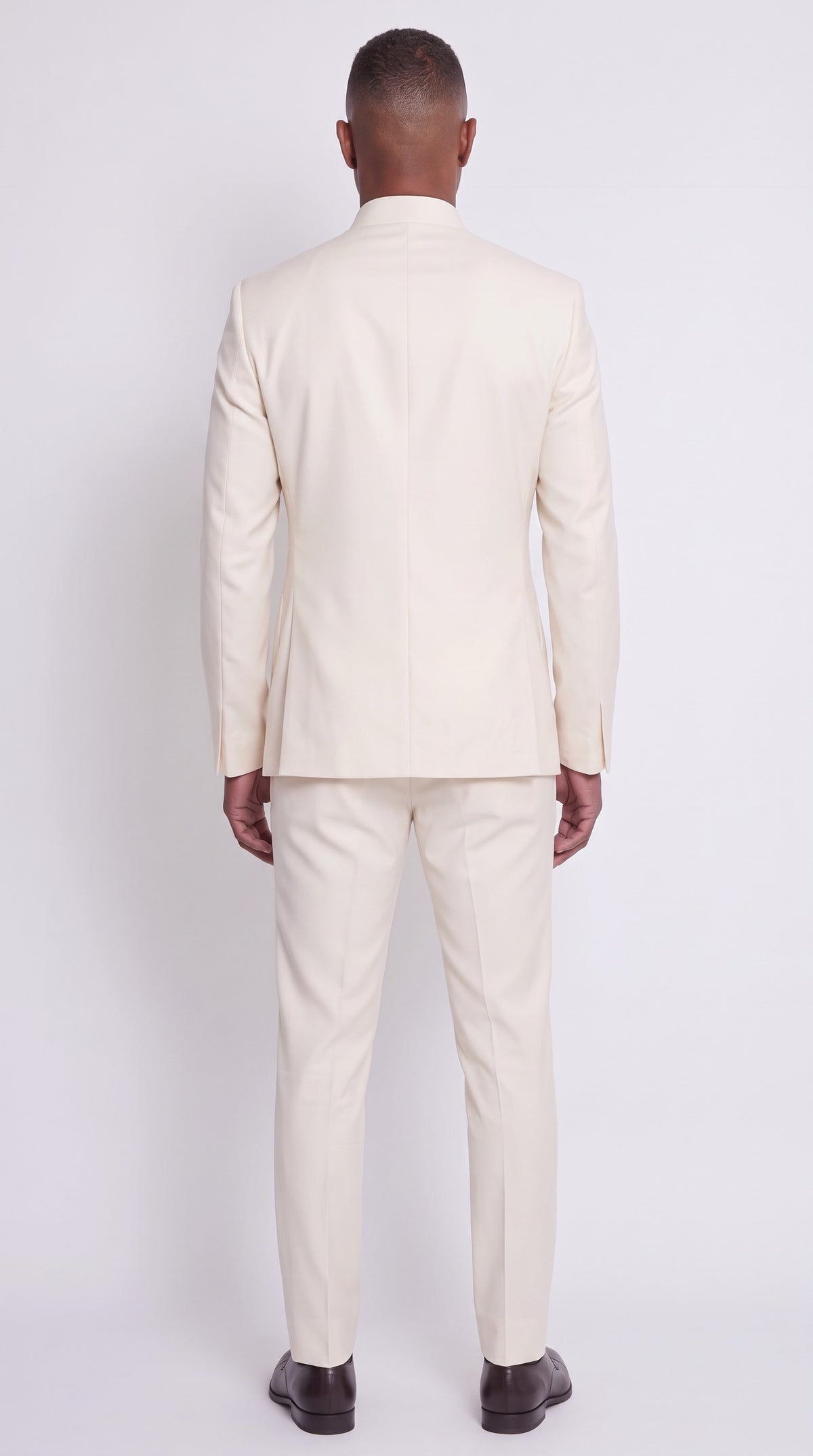 The Noir Arc Suit — Ivory Curved-Panel Suit – back view, Christopher Noir