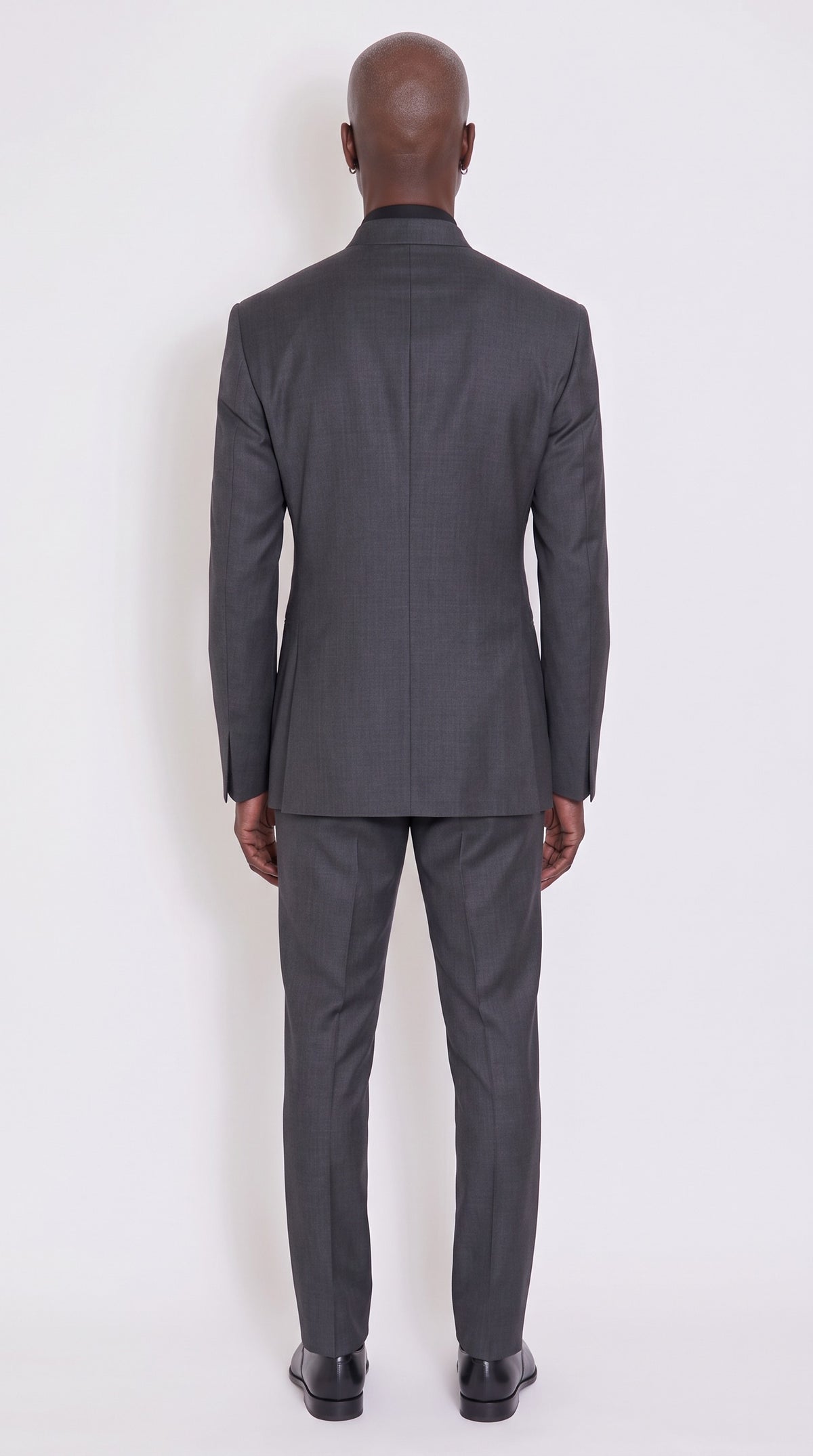 The Noir Cadence Suit — Knife-Pleat Mandarin Suit – back view, Christopher Noir