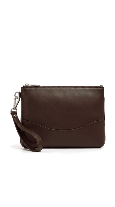 The Noir Cover espresso wristlet pouch by Christopher Noir