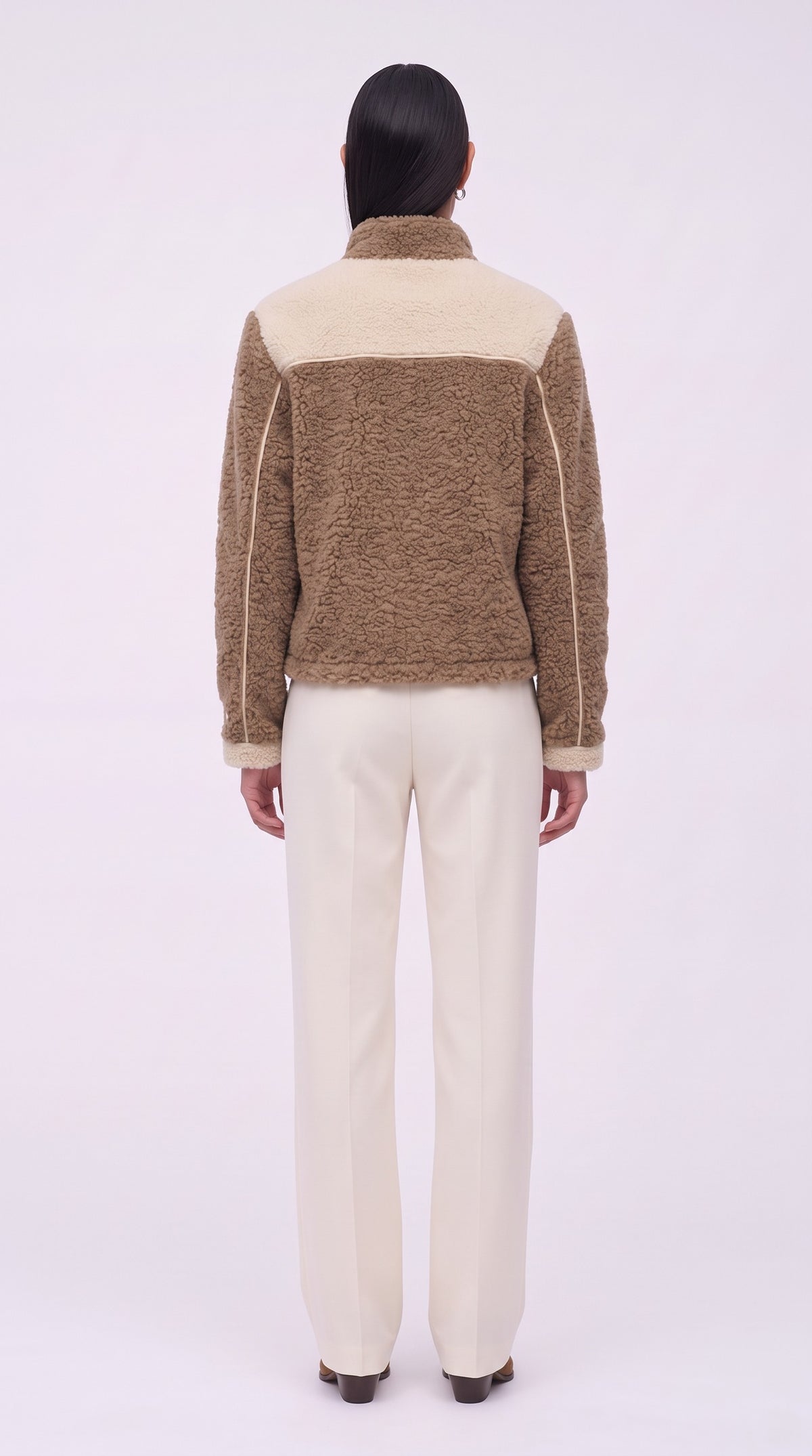 The Noir Gigha — Camel Teddy Signature Racer Jacket – back view, Christopher Noir
