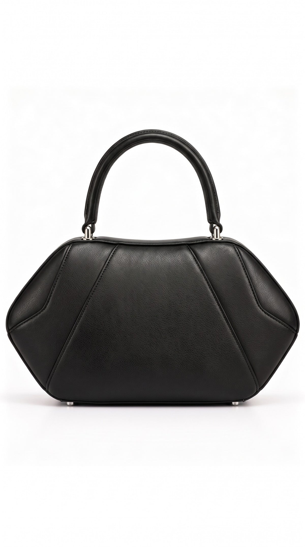 The Noir Hartley — Black Faceted Top-Handle Handbag – back view, Christopher Noir