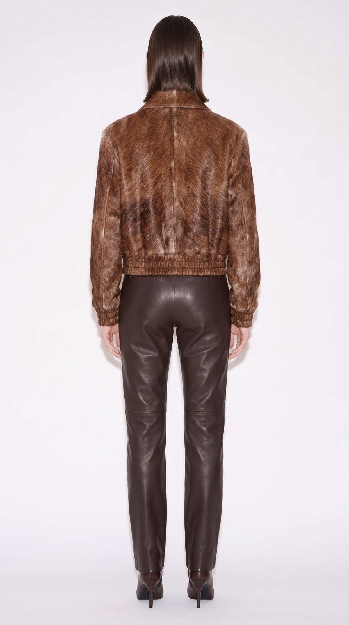 The Noir Lismore — Cognac Hair-On Calf Bomber Jacket – back view, Christopher Noir