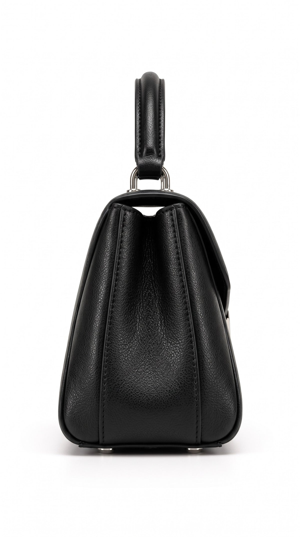 The Noir Selborne — Black Envelope Top-Handle Handbag – side profile, Christopher Noir