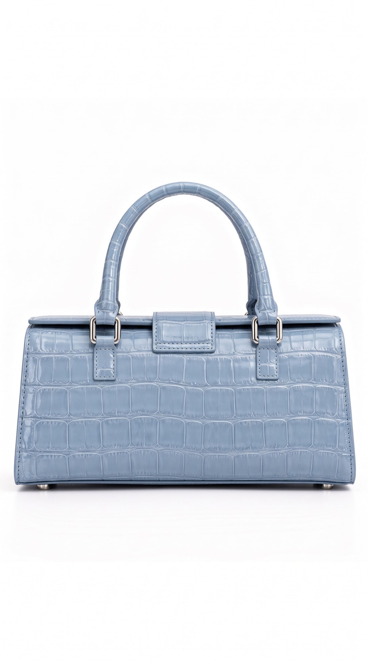 The Noir Sherborne — Sky Blue Croc-Effect Handbag – back view, Christopher Noir
