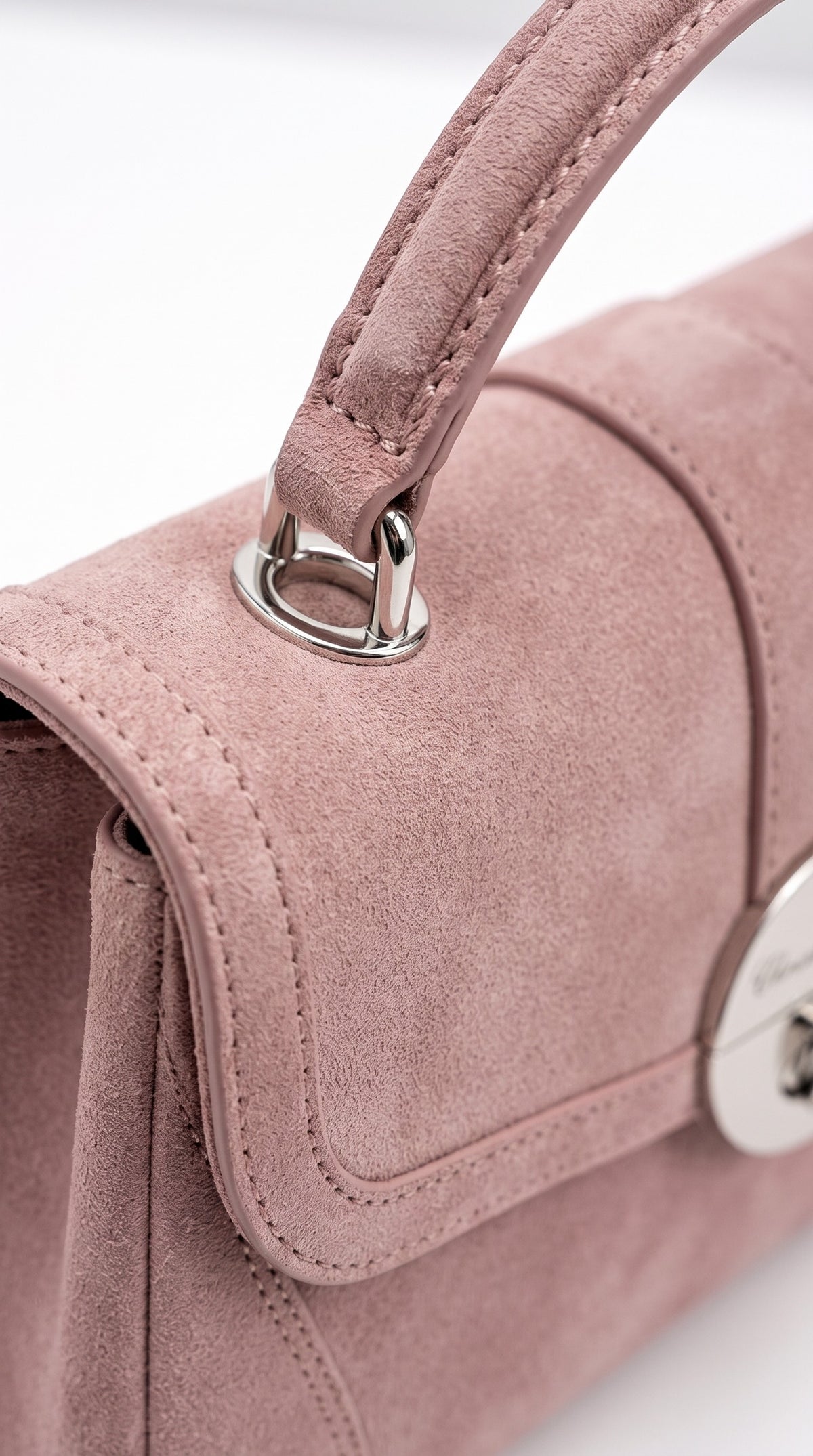 The Noir Tetbury — Blush Pink Top-Handle Handbag – detail close-up, Christopher Noir