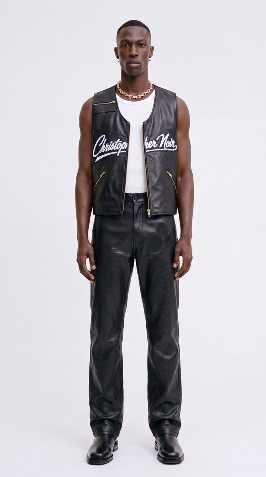 Noir Utility Vest — Black Leather Utility Vest — view 1