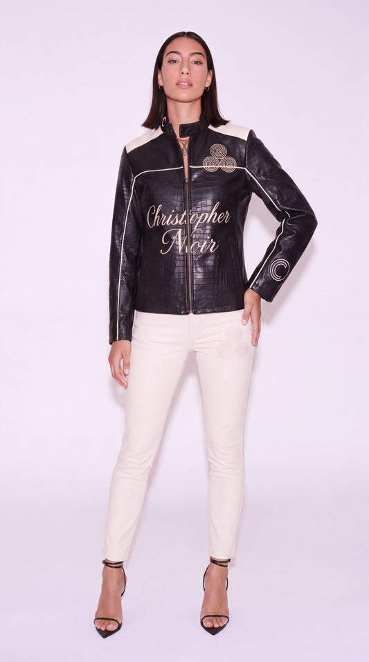 CNOIR Noir-Croc Statement Jacket — Crocodile-Embossed Leather (Unisex)