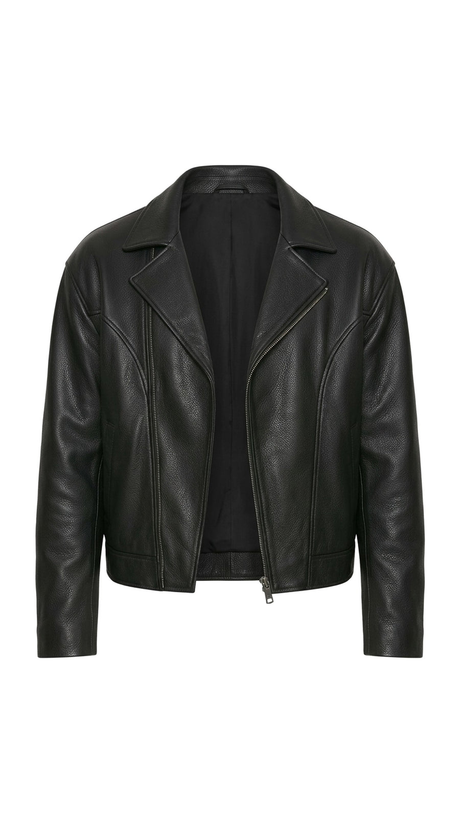 The Noir Camden — Black Grained Cowhide Leather Biker Jacket