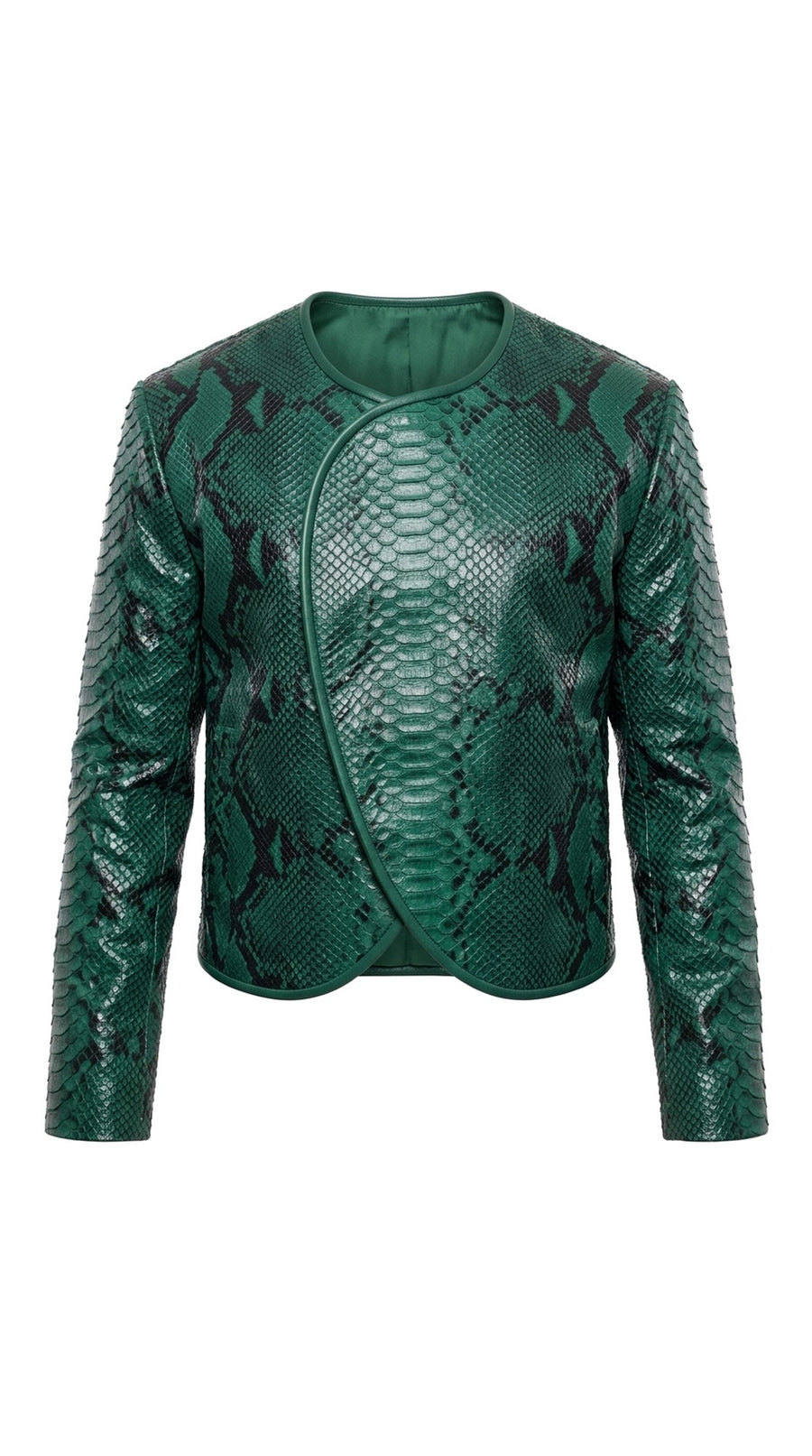 The Noir Chiswick — Emerald Python-Embossed Crescent Jacket