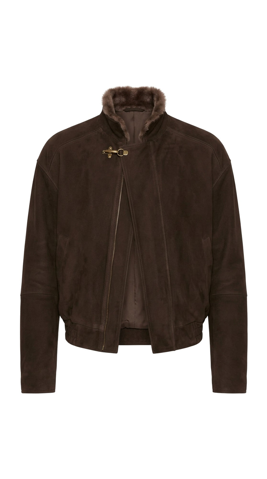 The Noir Fal — Dark Brown Suede Asymmetric Jacket