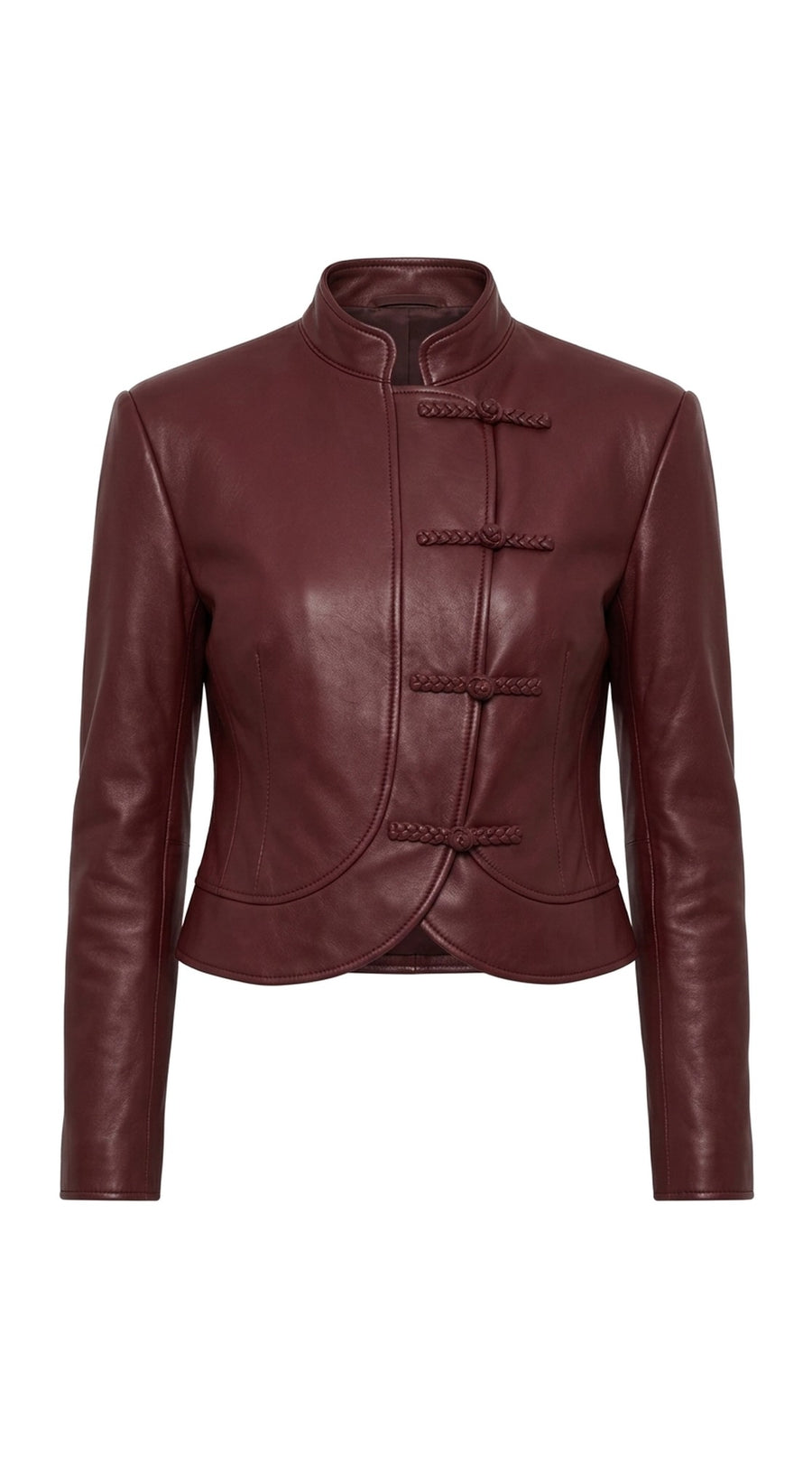 The Noir Graemsay — Oxblood Leather Frog-Fastening Jacket