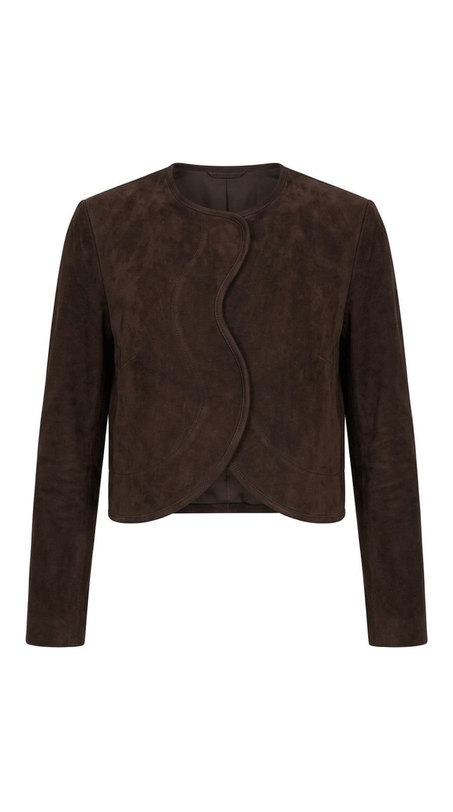 The Noir Hascosay — Espresso Suede S-Curve Jacket