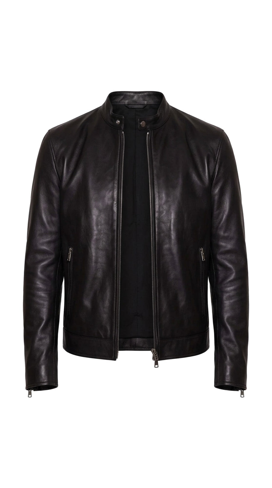 The Noir Holborn — Black Leather Café Racer Jacket