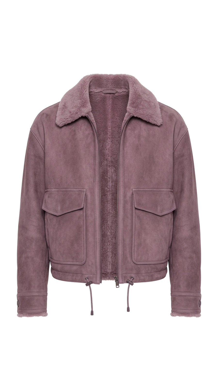 The Noir Hoxton — Lilac Suede Shearling Flight Jacket