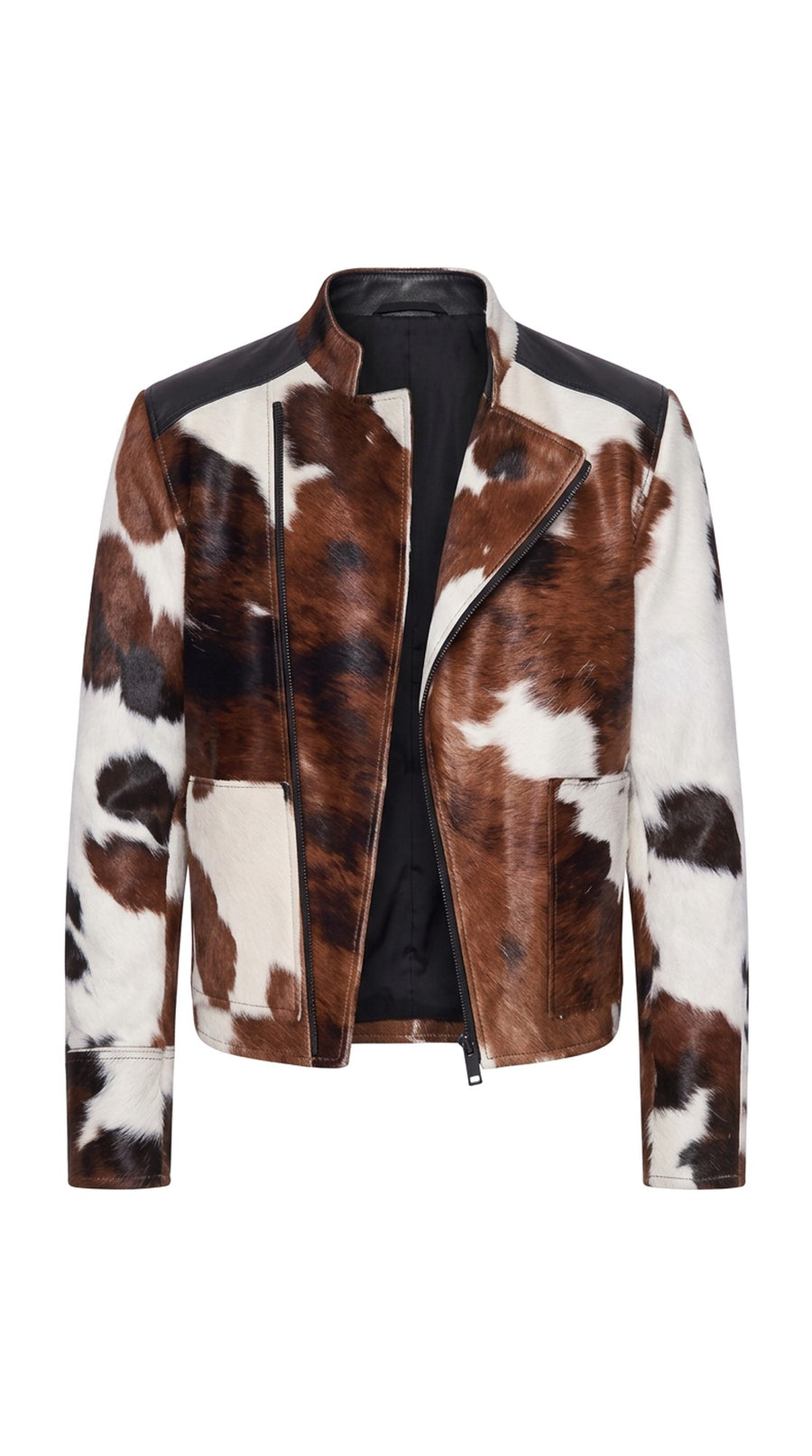 The Noir Hoy — Hair-On Cowhide Biker Jacket