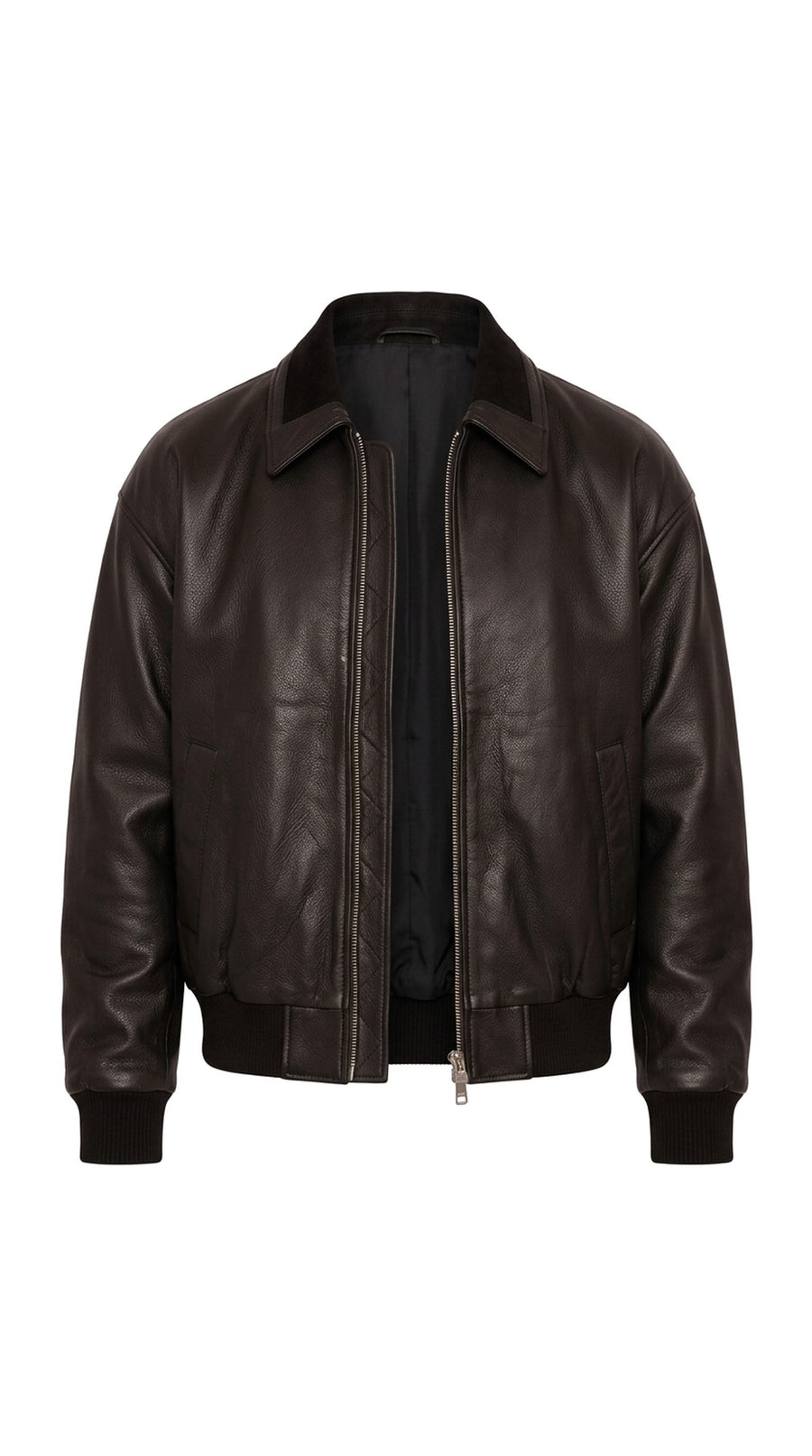 The Noir Islington — Black Lambskin Leather Bomber Jacket