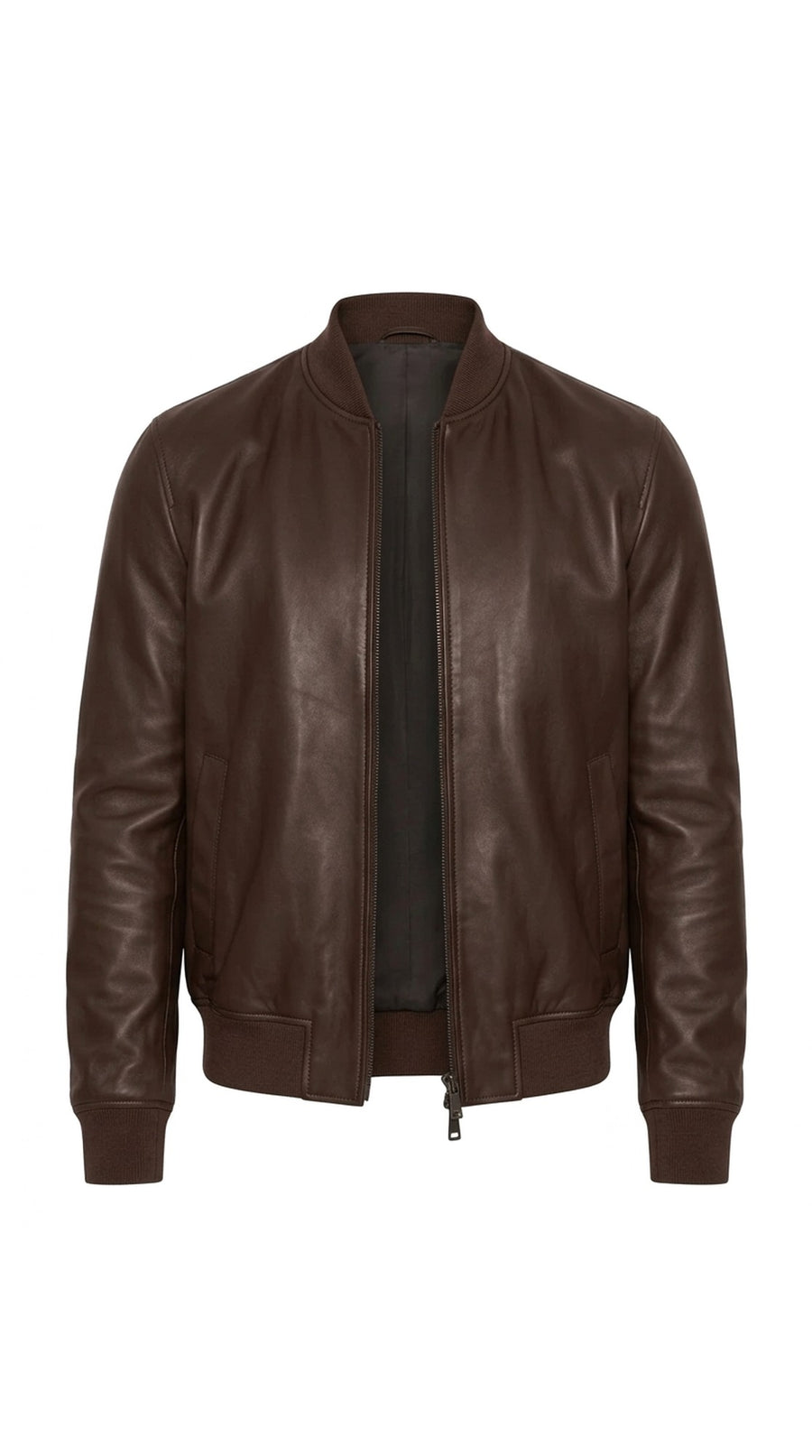 The Noir Mayfair — Espresso Leather Bomber Jacket