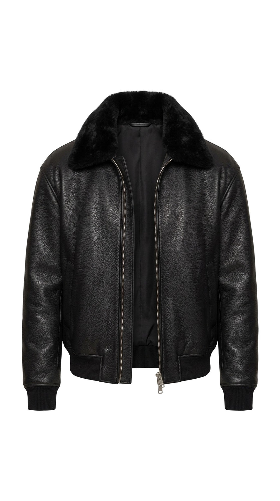 The Noir Tees — Black Deerskin Leather Bomber Jacket