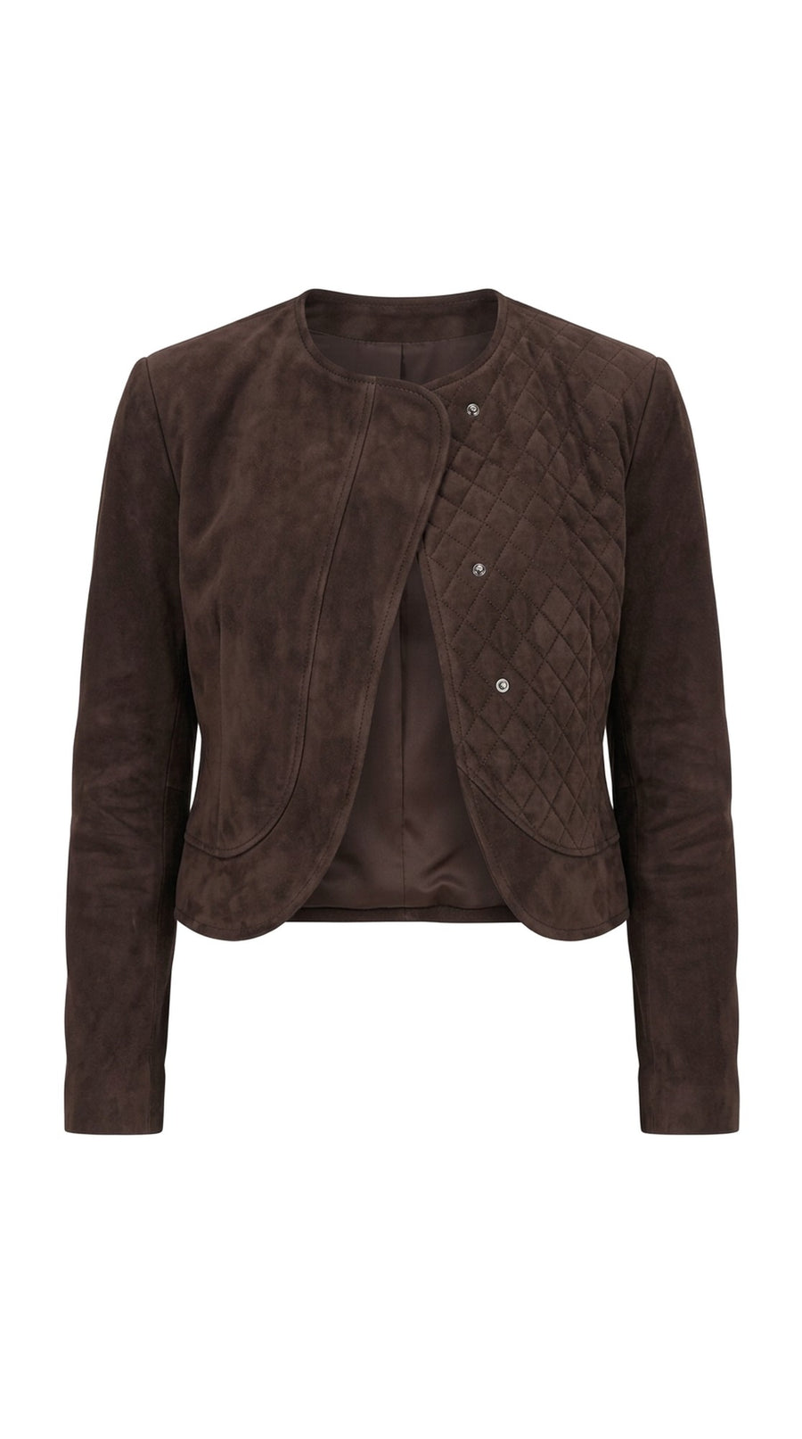 The Noir Vaila — Espresso Suede Quilted Jacket
