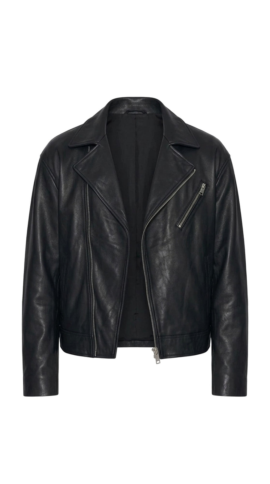 The Noir Vauxhall — Black Lambskin Leather Biker Jacket