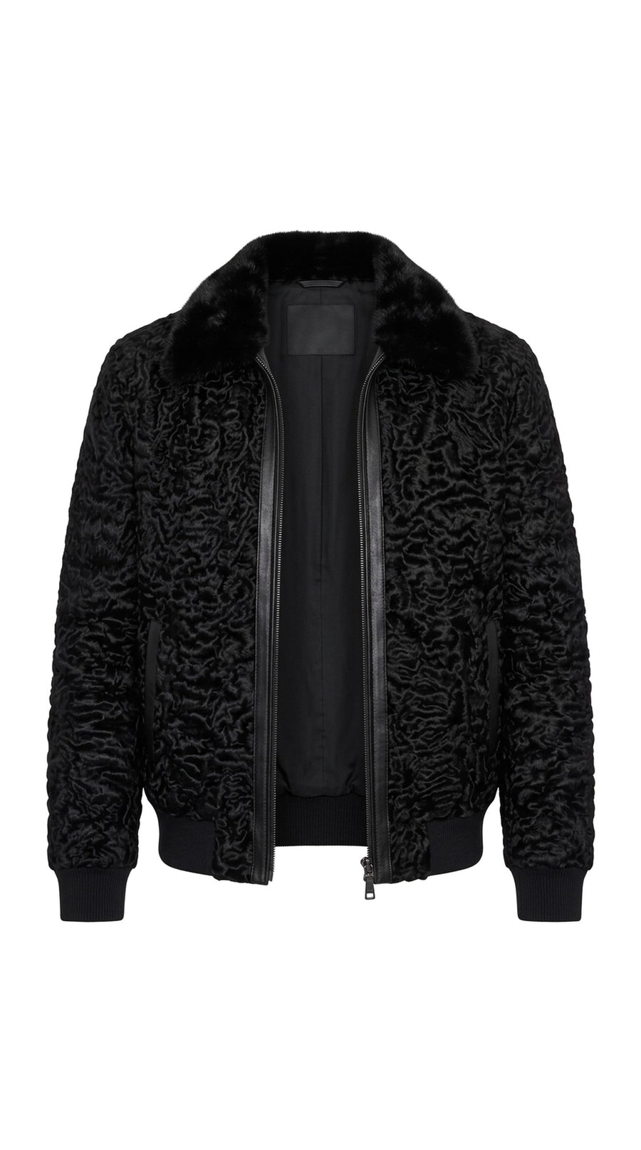 The Noir Westminster — Black Astrakhan Bomber Jacket