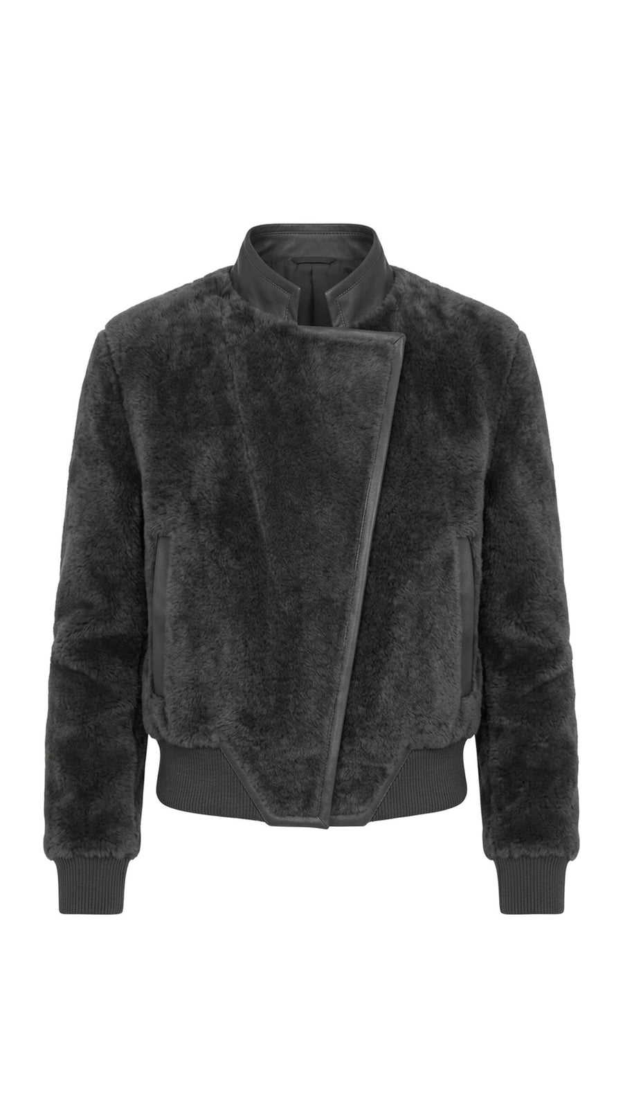 The Noir Westray — Charcoal Shearling Bomber Jacket