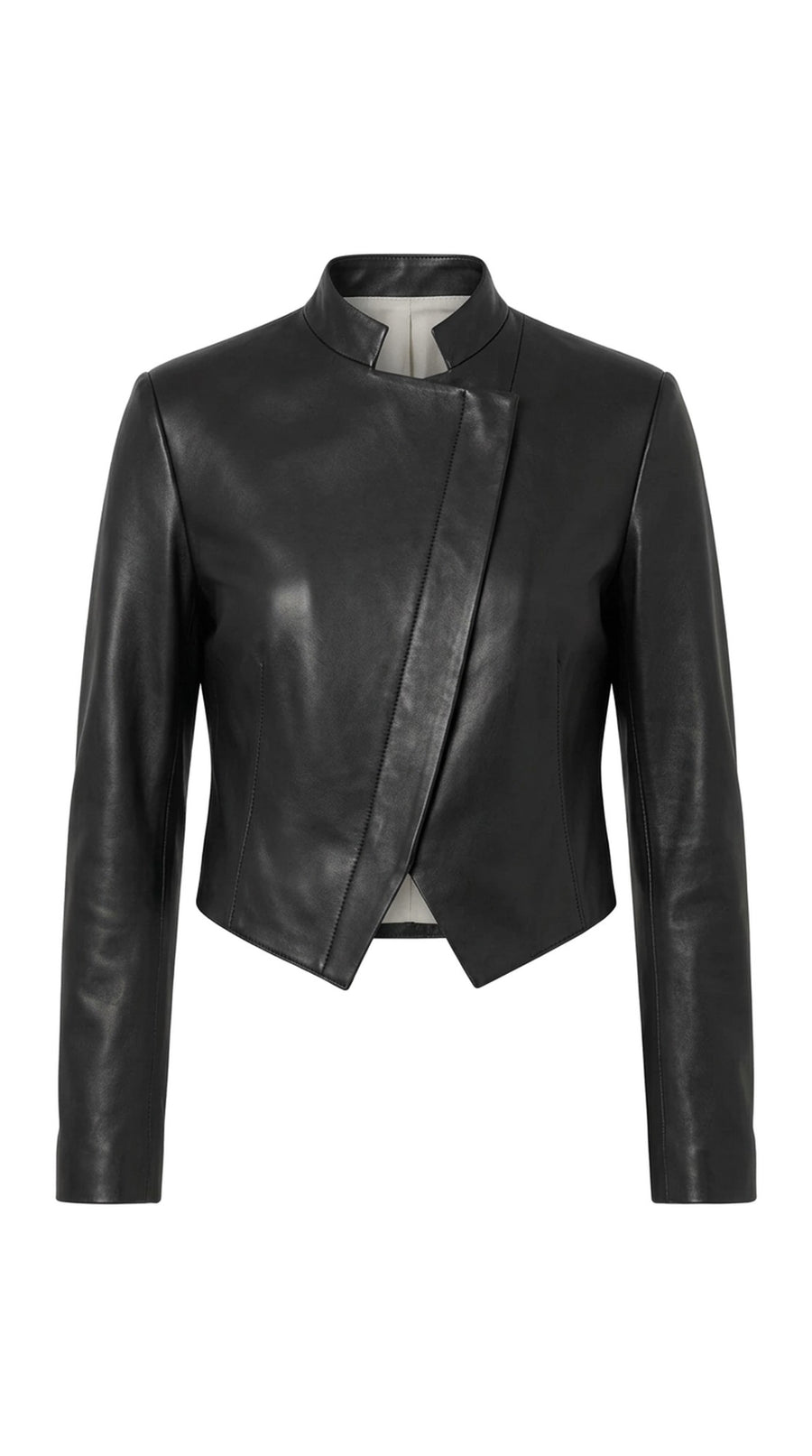 The Noir Wyre — Black Leather Blade-Hem Jacket